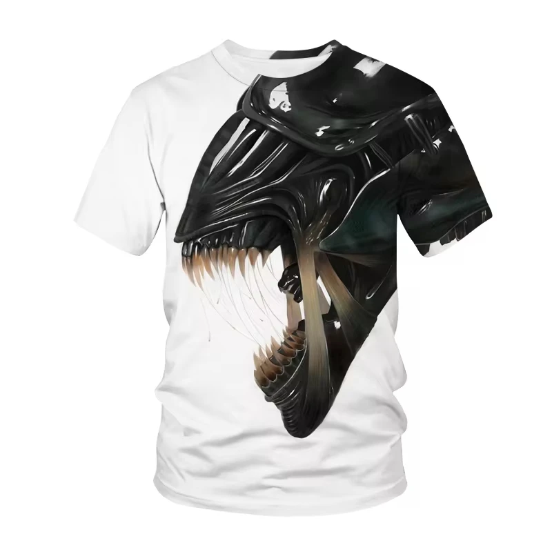 MINISO Summer Alien T-Shirts Horror Movie 3D Print Streetwear Men Women Casual Fashion Oversized T Shirt Kids Tees Tops Clothing
