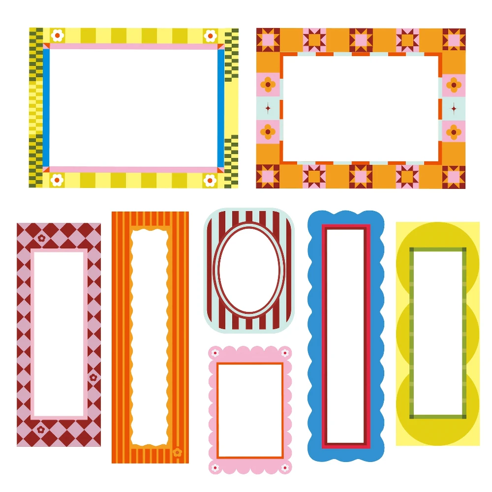 8‑Piece Color Retro Vertical Magnetic Photo Frame Set, Magnetic Frames for Refrigerator, Kitchen and Home Decoration