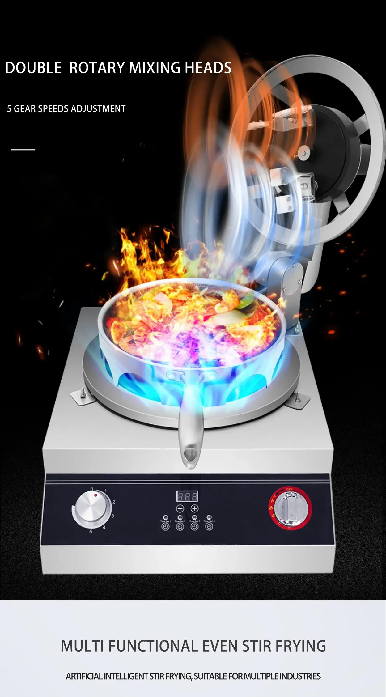 Food Mixing Self Automatic Wok Machine Gas Type Automatic Stir Fry Wok Cooker Stainless Steel