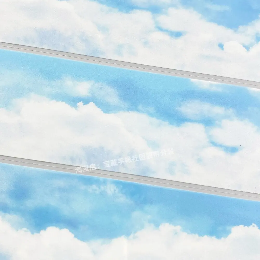 Vintage Chinese Style Blue Sky White Cloud Washi Tape Roll PET Sticker for Journaling Scrapbooking DIY Flowing resin Shake