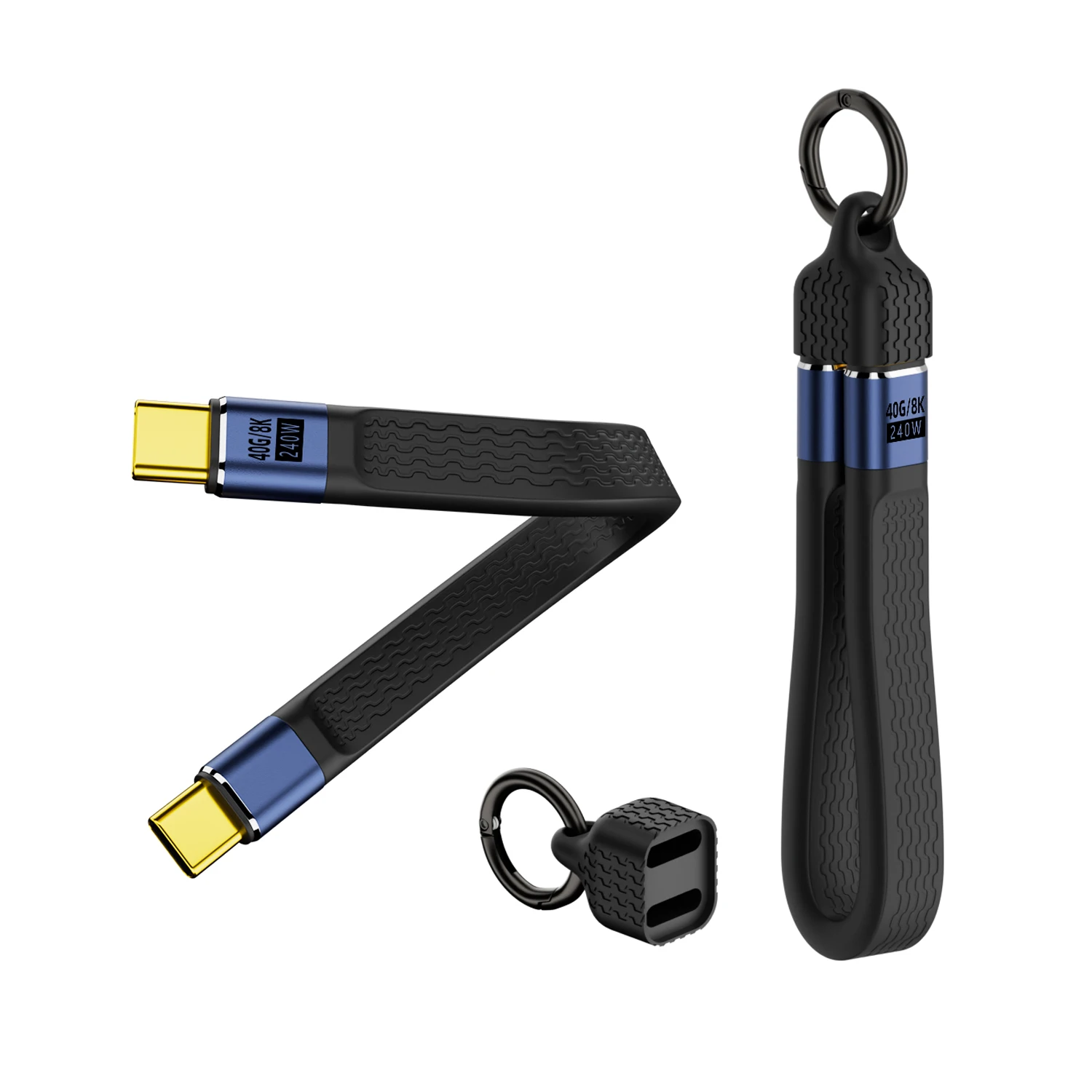 1pc Portable USB4 Keychain Cable 240W PD3.1 40Gbps 8K@60Hz Thunderbolt 3 USB C Charging Cable for MacBook iPad Samsung Galaxy