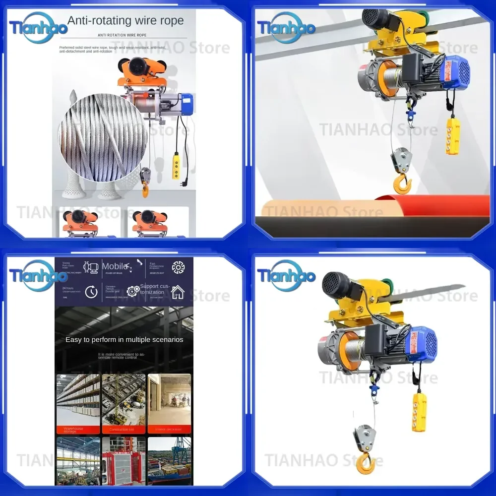 New Siamese Hoist for Sports Car 220V Fast Lifting 1 Ton Electric Hoist for 380V Home Use with Remote Control Small Crane