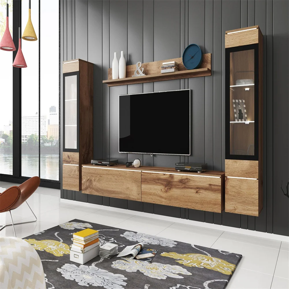 forCountry Style Tv Cabinet Set Luxury Stand Units Modern Home Furniture Wall Set Meubles Tv Wall Cabinet