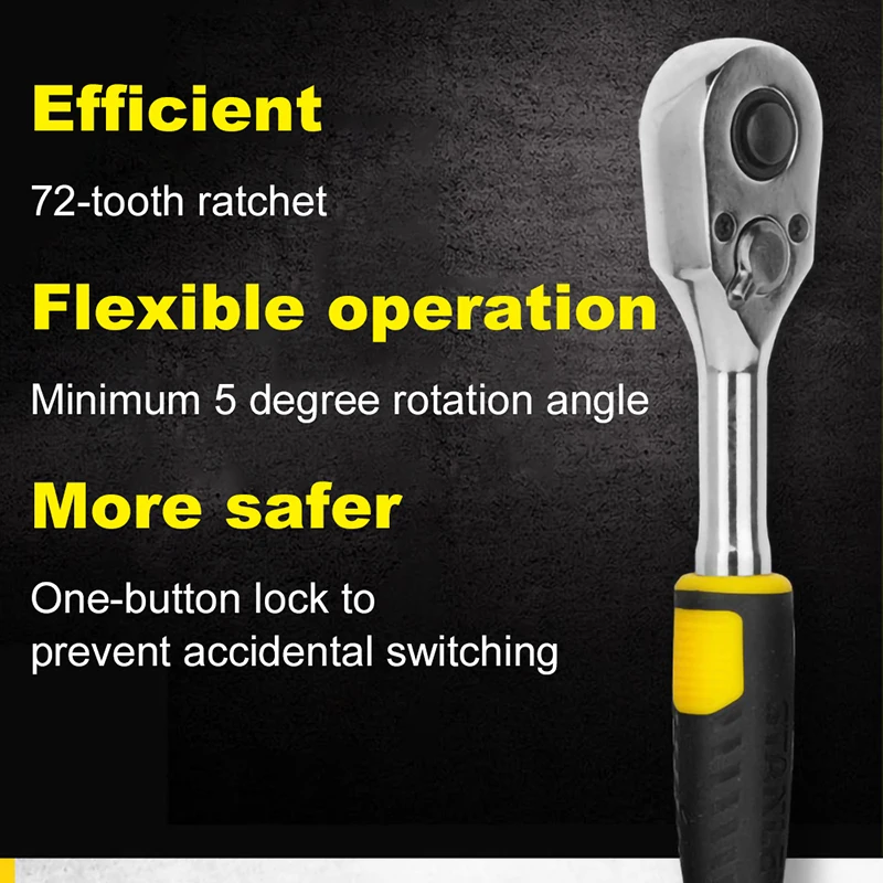 Stanley STMT82672 37Pcs 6.3mm(1/4 Inch) Professional Car Repair Wrench Set Include Ratchet Wrench Handle Sockets Extension Rod