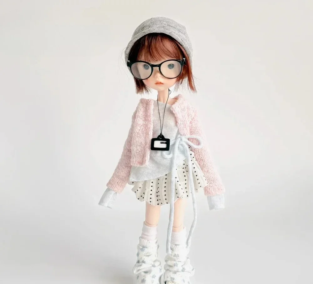 Handgefertigte Damen-Strickjacke mit Schlaghose, Kurzarm-Strickkleid, Actionfiguren-Kleidung, Modell für Blythe/ob22 Körperzubehör – Detail 13