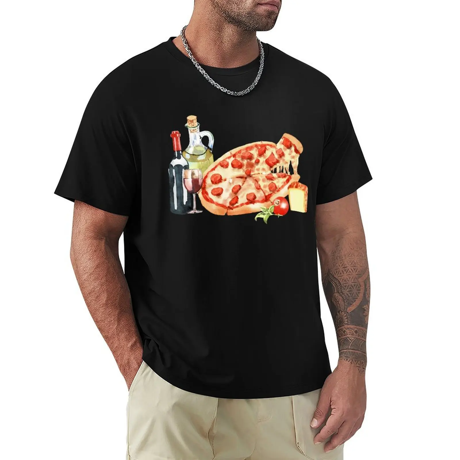 

Pizza And Wine T-Shirt gifts for boyfriend T-shirts oversize essential t shirt cotton t shirt men