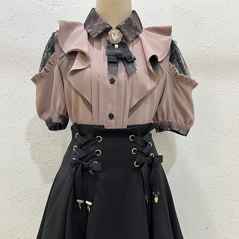 

Kawaii Women Shirts Lolita Y2K Cute Japanese Style Blouse Elegant Long Sleeve Sweet Tops Casual Office Ladies Aesthetic Shirt