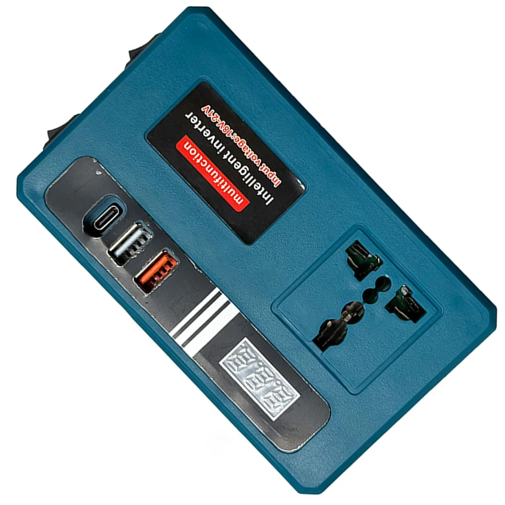 18V To 21V DC To 220V AC Power Inverter Converter With 12 LED Lights For Outdoor Car Camping Use Portable Energy Supply Adapter