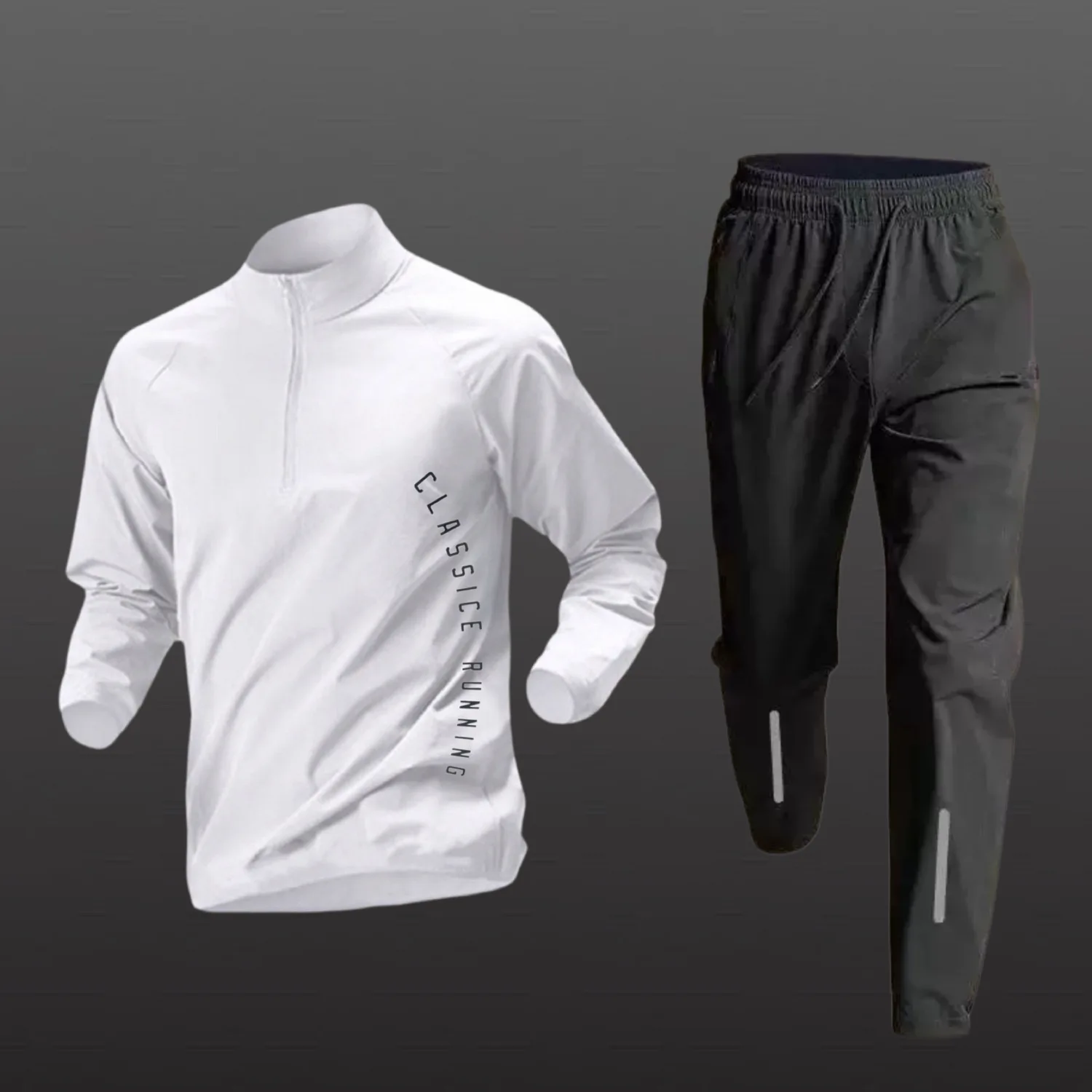 2025 الخريف الرجال سريعة الجافة نصف سستة ملابس رياضية 2 قطعة أجهزة لياقة خارجية تشغيل مجموعات السراويل الرياضية تجريب الملابس الرياضية