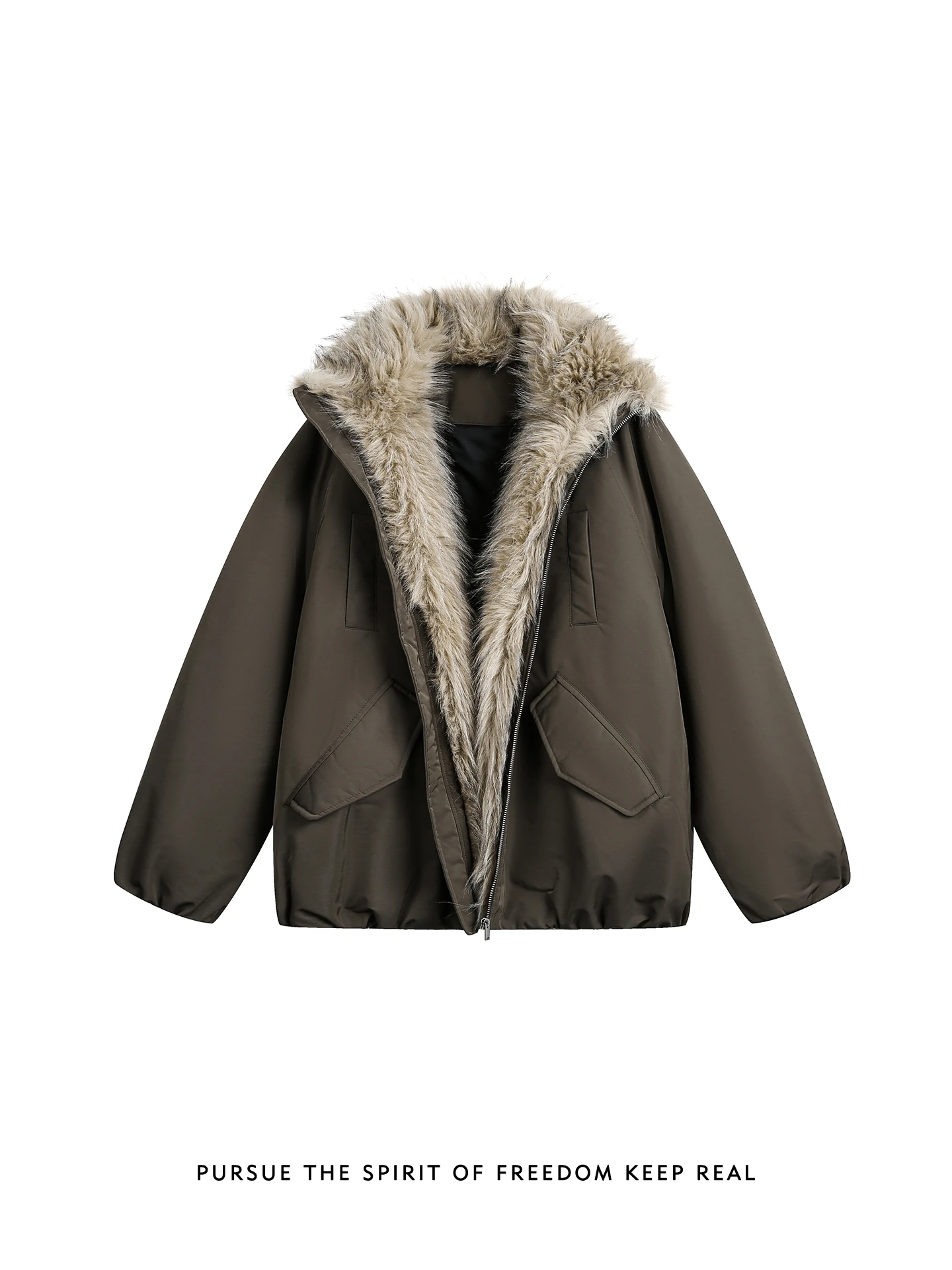 Men's Winter Thickened Cotton Jacket Loose Fit Waterproof Warm Coat with Fur Collar Youth Fashion Casual Wear Polyester Fiber