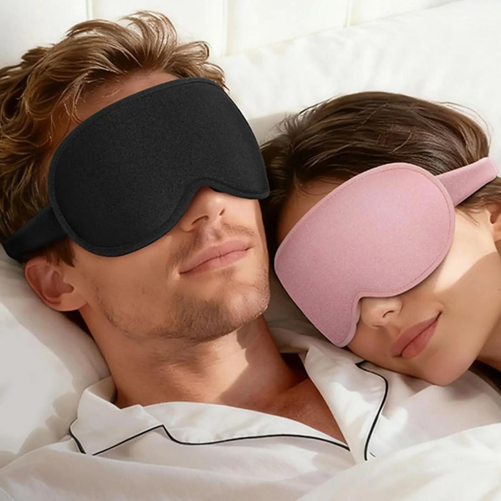 3D Contoured Sleep Mask for Side Sleeper 100 Blackout Eye Shades Pressure Free for Travel Airplane Office Sleeping