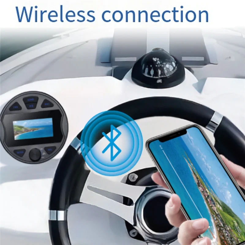 ABSQ-Sistema Estéreo Marino Radio para Barco Impermeable, Bluetooth, AUX, USB para ATV UTV SPA RZR FM AM Radio