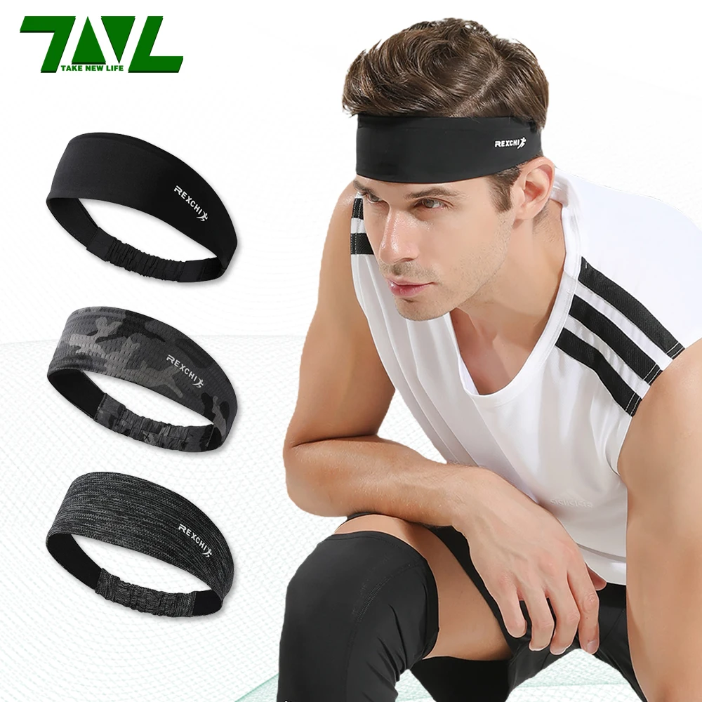 Sports Headbands Turban for Men Fitness Yoga Workout Sweatband Non-Slip Moisture Wicking Running Cycling Aerobics Hairband【1PC】