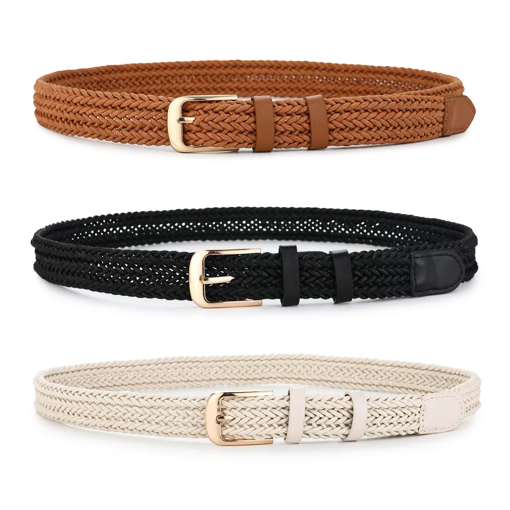 Women's Retro Vintage Non Punched Ethnic Style Woven Hemp Rope Waist Belt Popular Trend Cool Belt for Dress Pants Jeans