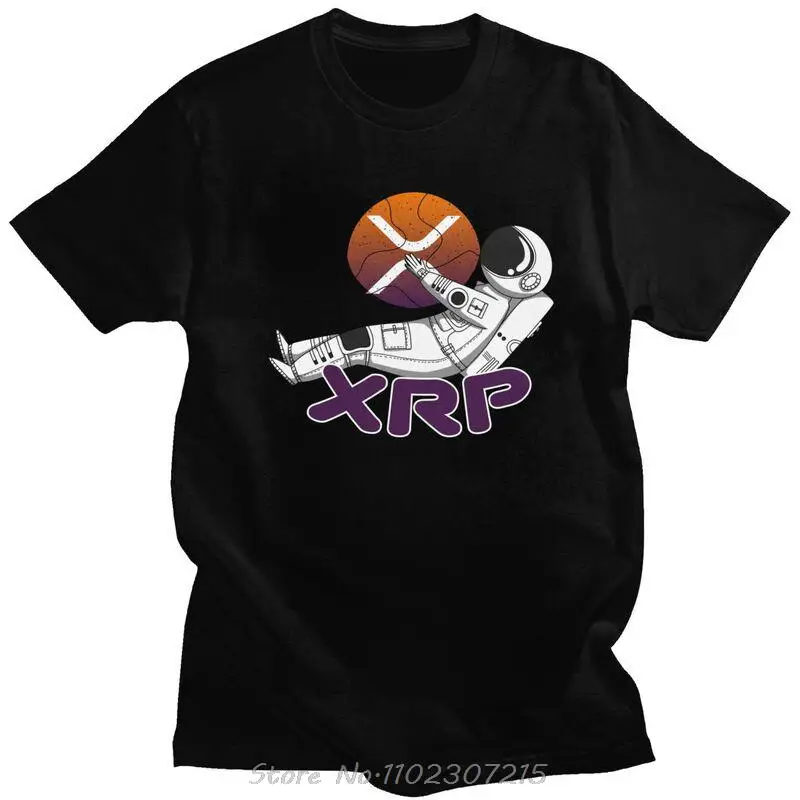 Classic Ripple XRP Crypto HODL On Moon T Shirt Men Short Sleeve Soft Cotton T-shirt Summer Bitcoin Crypto Tees Fashion Tshirt