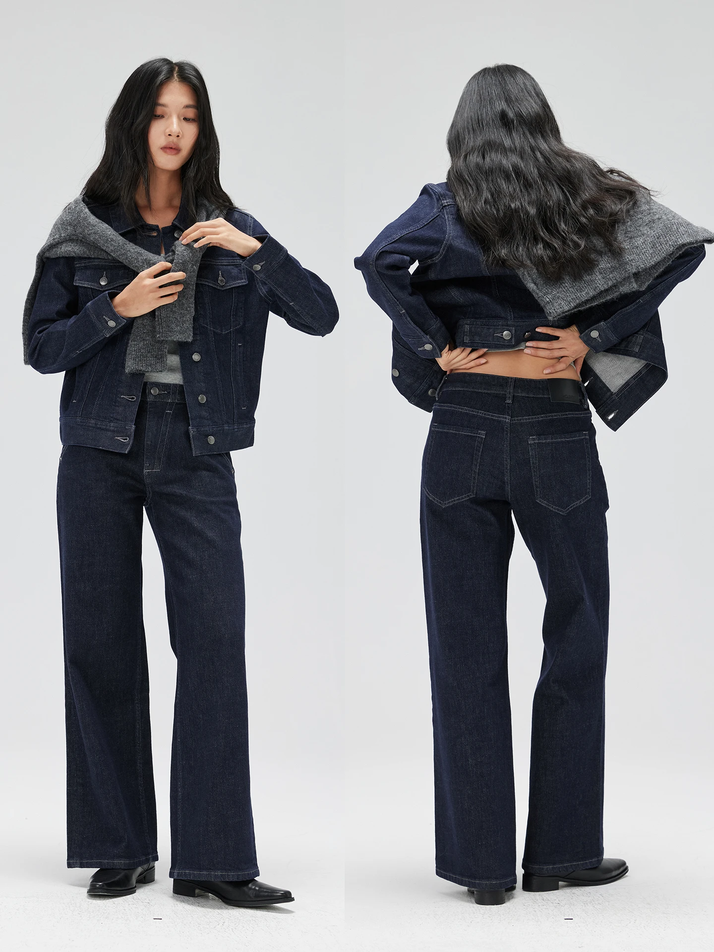 

No 93 Американские ретро темно-синие джинсы с талией, прямые женские джинсы со средней высокой талией, хлопковая эластичная ткань, застежка-молния