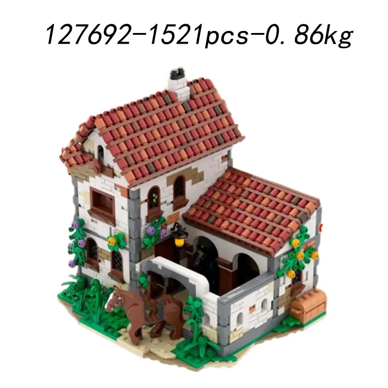 작은 입자 조립 블록 MOC-127497 해적 성 건축 모델 장난감 선물 장식품 등대 말 장식