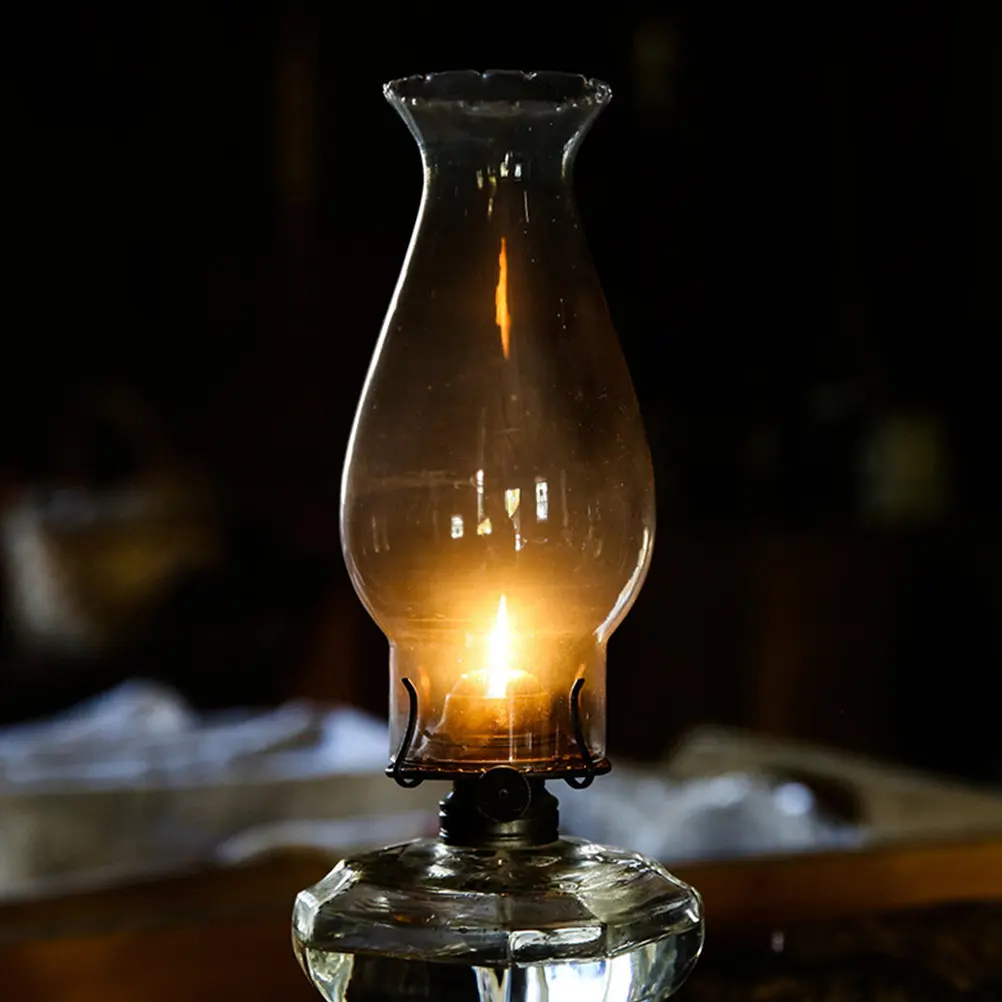 2Pcs Lamp Chimney Clear Glass Oil Lamp Shade Replacement Windproof Cover for Oil Lamps Protection Accessories