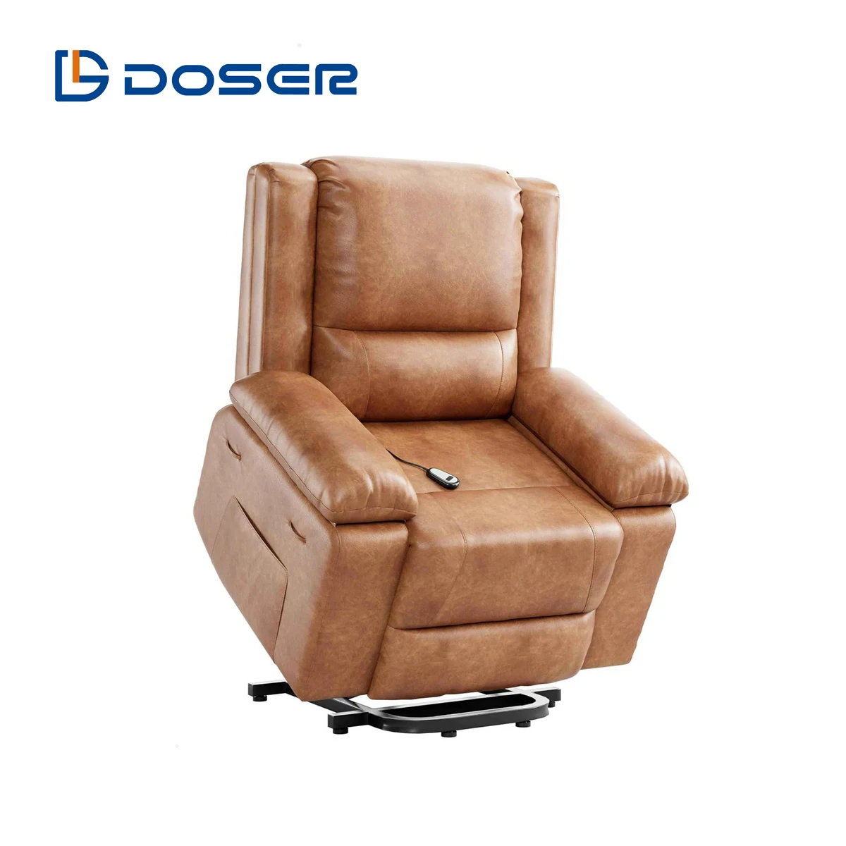 DOSTER Hot Sale Wood Frame Leather Lay Flat Lift Recliner Sofa Extra Large Oversized Wide Heat Massage Overstuffed Chairs