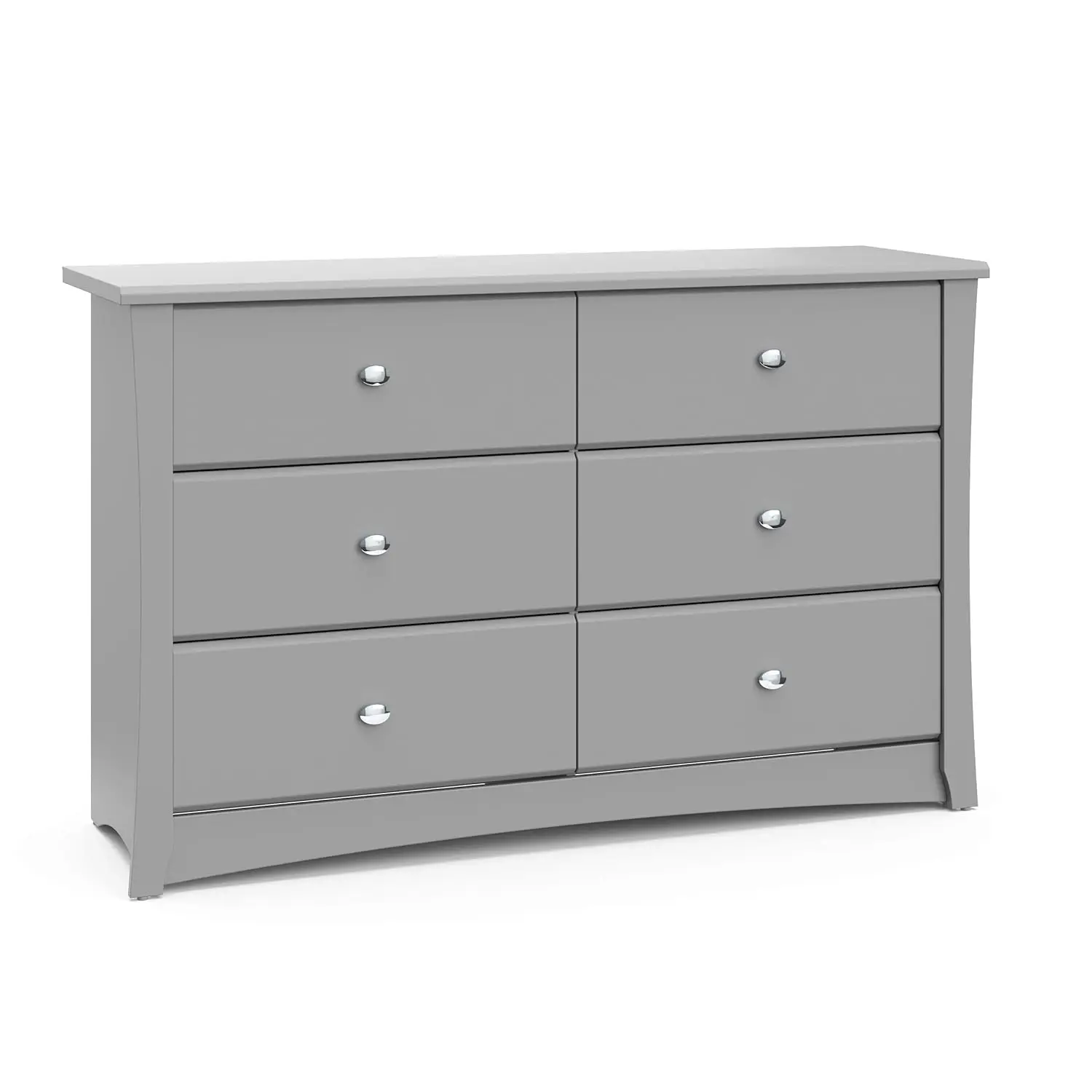 Storkcraft Crescent 6 Drawer Double Dresser (Pebble Gray) – GREENGUARD Gold Certified, For Nursery, Dresser,