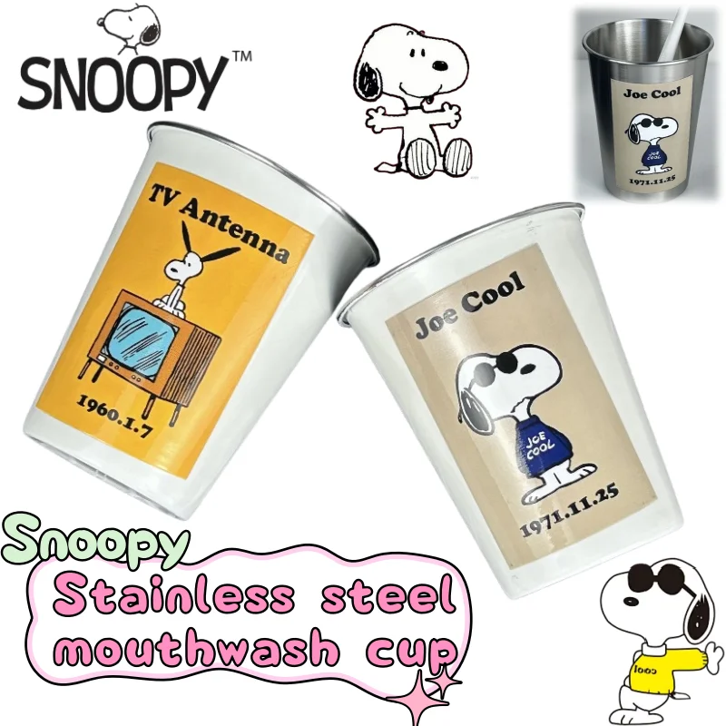 

Snoopy креативная модная чашка для полоскания рта из нержавеющей стали с персонажем аниме, высококачественная персонализированная чашка для зубной щетки для пары из мультфильма.