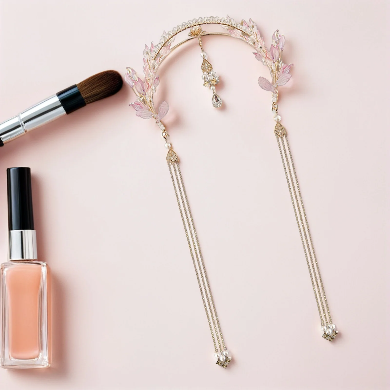 1 قطعة أغطية الرأس النمط الصيني أنيقة طويلة شرابة Hanfu غطاء الرأس للنساء إكسسوارات الشعر التقليدية حفل زفاف تبادل لاطلاق النار الصور