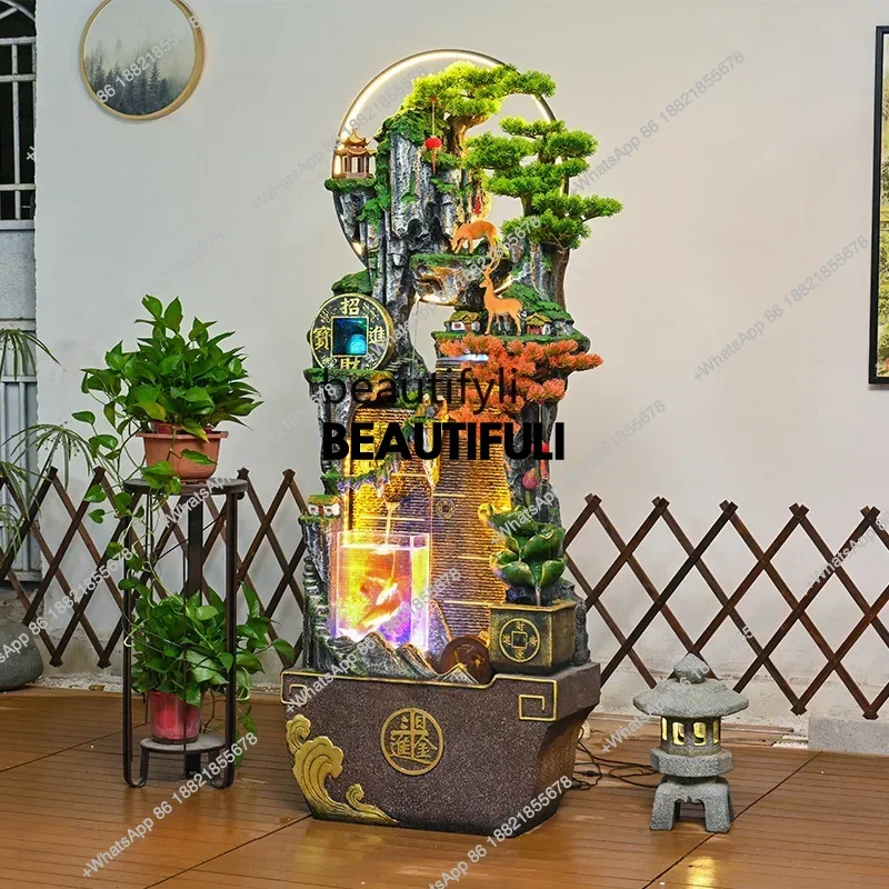 ss 8617 Rockery flowing water large ornament circulating water, fountain floor water curtain wall opening gift landscape fish ta