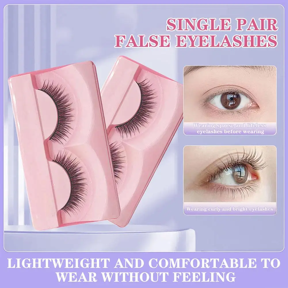 1 Pair Fake Eyelash Long Thicken Curl False Eyelashes Eyelashes Natural Long Strip Fluffy Lashes Extension Fake Soft J8E7