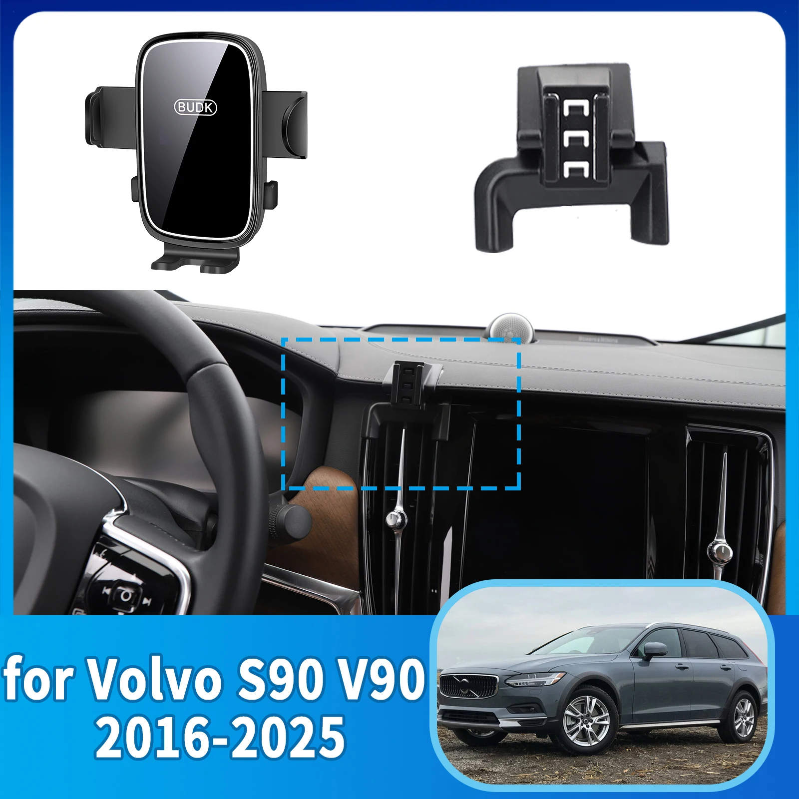 

Car Mobile Phone Holder Accessories for Volvo S90 V90 2016~2025 360 GPS Bracket Navigation Stand Auto