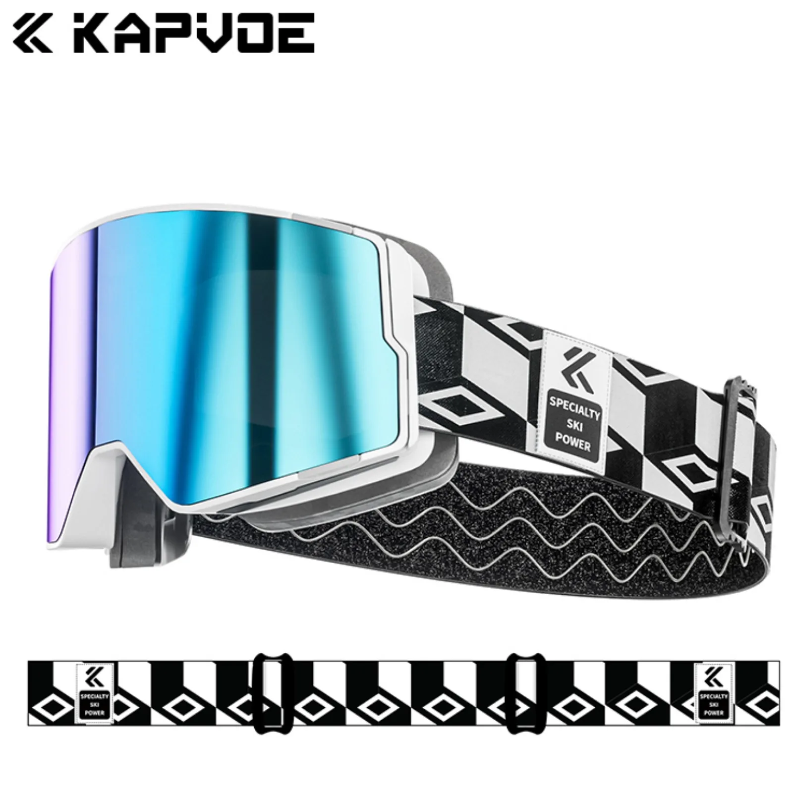 Kapvoe Meekleurende Sneeuwbril Ski Snowboard Anti-Fog Masker voor Mannen Vrouwen Brillen UV400 Bescherming Bril Sneeuwscooter Winter