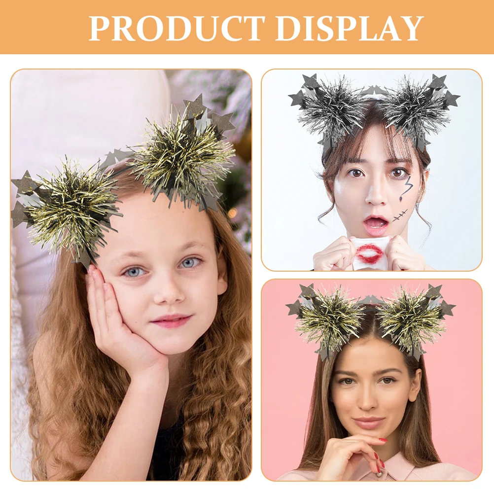 

4 Pcs Star Headb Hair Accessories for Women Girls Glitter Tinsel Decorative Party Birthday Wedding Photography