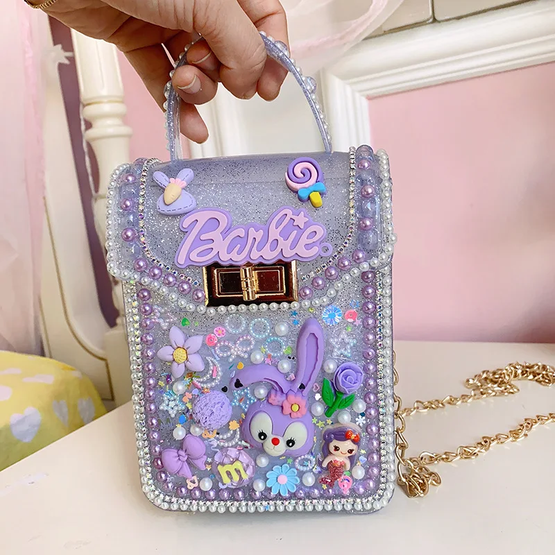 Cartoon Anime Disney Jelly Bag Children's Handmade DIY Cream Jelly Backpack，Cute StellaLou  LinaBell Girl Birthday Gift