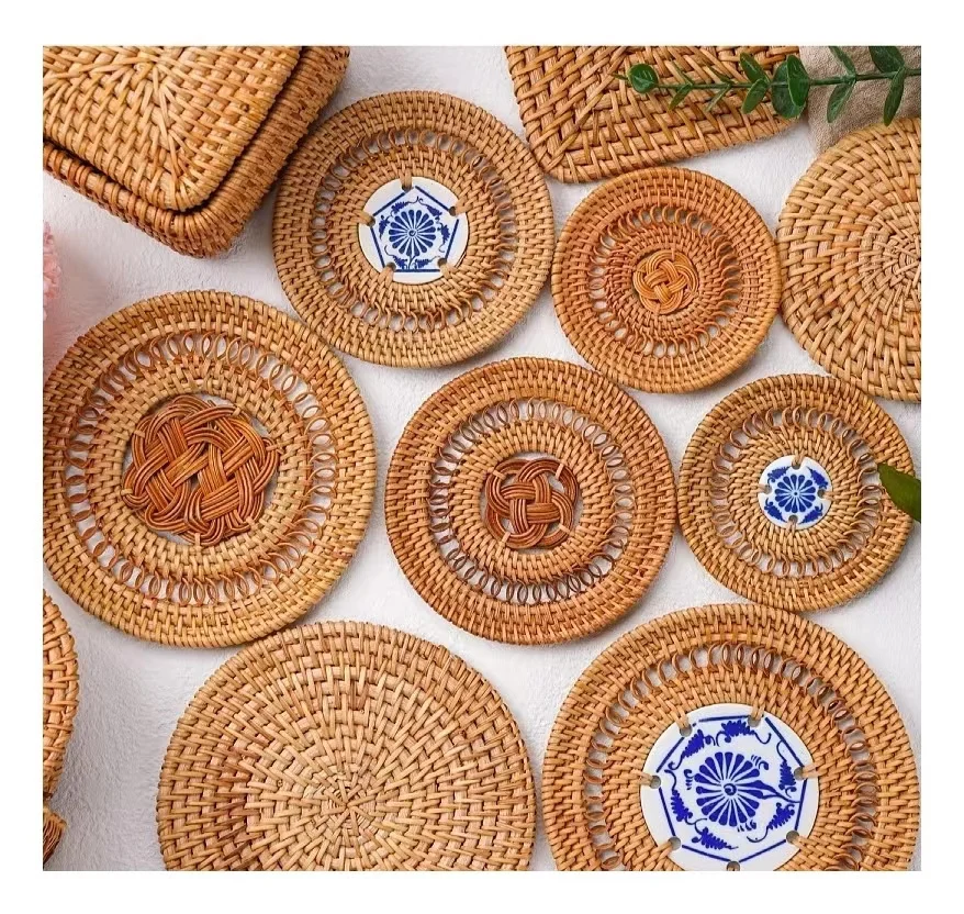 Akito Woven Chinese Style Coaster Tea Set Kitchen Accessories Heat Insulation Coffee Cup Pad Placemat