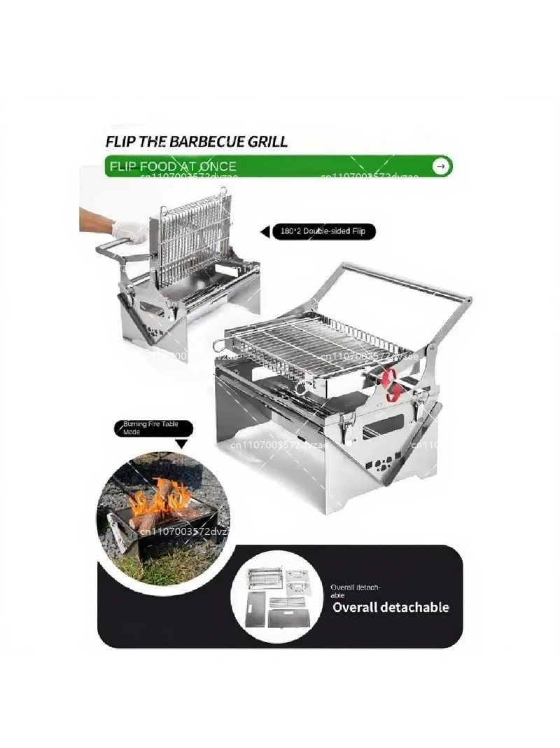 Outdoor Folding Portable Grill, Heat Proof Hand Flip BBQ Grill for Garden Camping Picnic, Easy Carry
