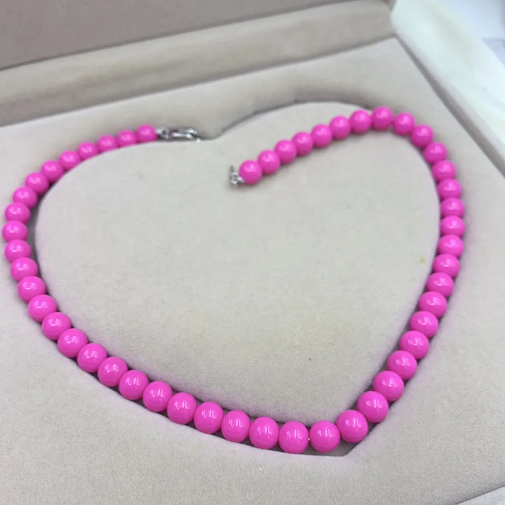 Charm 8/10mm Natural Rose Beads Seashell Pearl Necklace Women Clavicular Chain Girls Christmas Gifts Jewelry Making Accessories