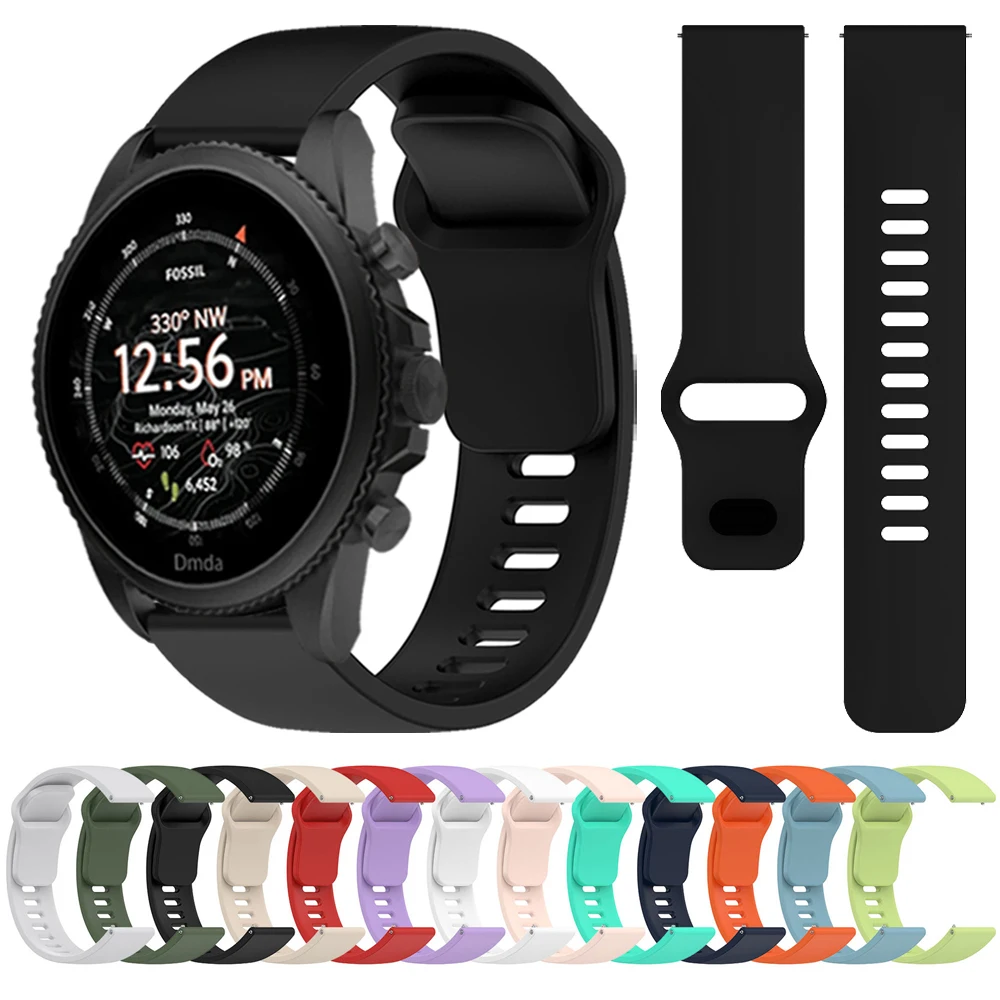 سيليكون الرياضة حزام ل الأحفوري gen 6 44 مللي متر Gen6 gen 5 e/gen5 LTE 45 مللي متر الفرقة 20 مللي متر 22 مللي متر سوار استبدال المطاط اكسسوارات