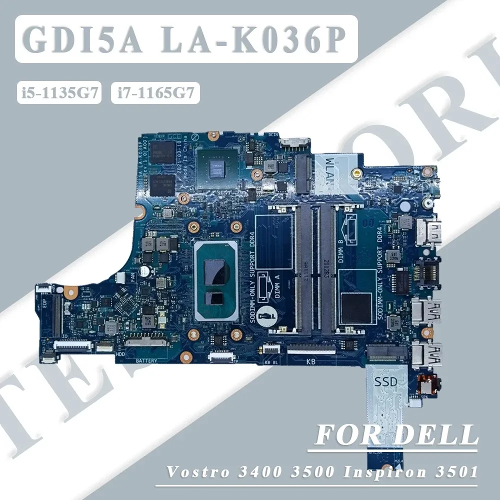 

Материнская плата для ноутбука Dell Vostro 3400 3500 Inspiron 3501 с процессором i5/i7-11-го поколения, ОЗУ 2 ГБ N17S-G3-A1 MX330 LA-K036P