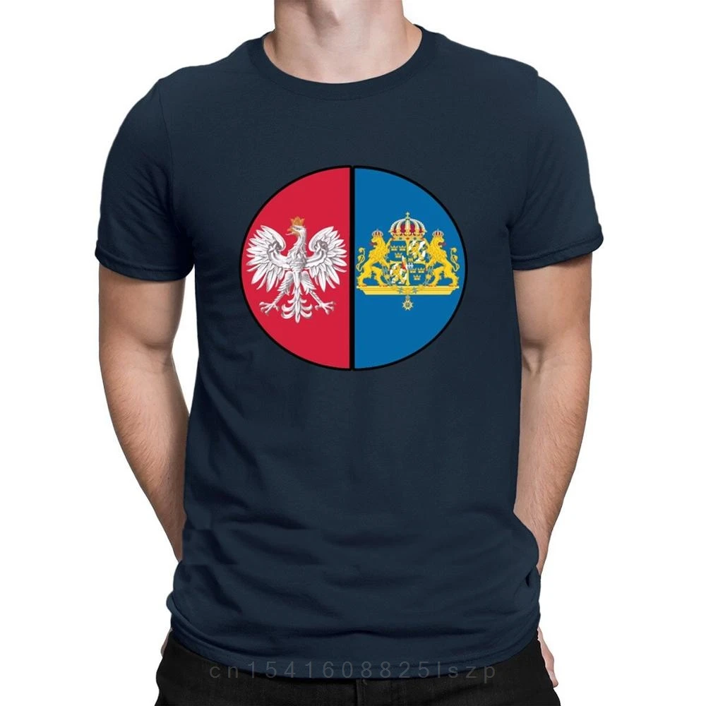 Poland Sweden Dual Coat Of Arms Detailed Tshirt Fitness Designs The New Men's Tshirt Top Quality Summer Style Crew Neck