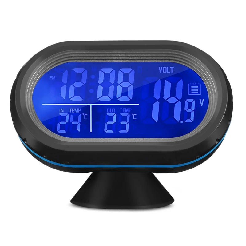 Vst 7009V Car Digital Clock With Thermometer And Automotive Voltmeter 2 In 1 Led Dual Color Backlight Frost Alarm Snooze Fuction