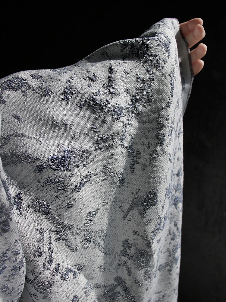 

Niche Gray Blue Irregular Particle Texture Double-Sided Jacquard Coat & Trousers Bag Fabric Clothing Designer Cloth