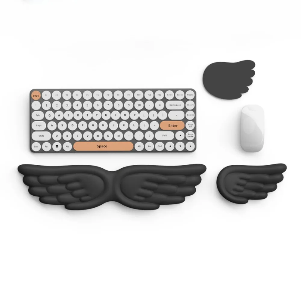 New Angel Wing Mouse Wrist Rest Set Memory Foam Non-Skid Wrist Support Ergonomic Pain Relief Mouse Pad for Office and Gaming