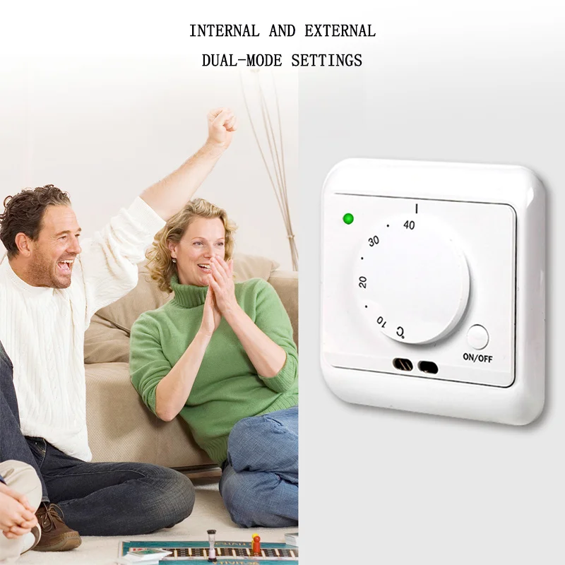LED Light Simple Fashion Internal and External Mode Electric Floor Heating Manual Thermostat Mechanical Temperature Controller