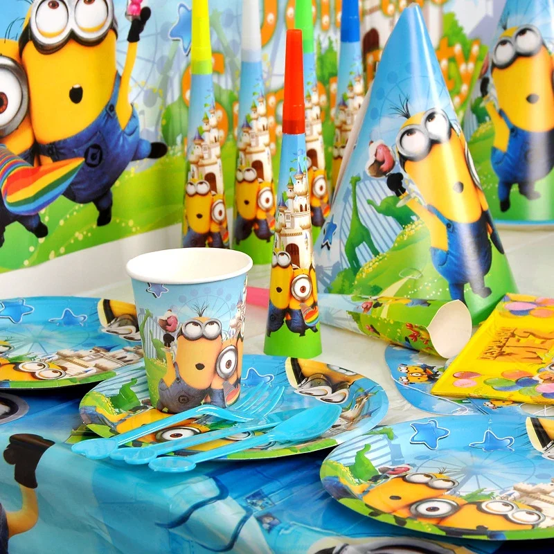 Minionsed Birthday Party Decoration Latex Foil Balloons Yellow Paper Cup  Party Supplies Despicabled Me Disposable Tableware Toy