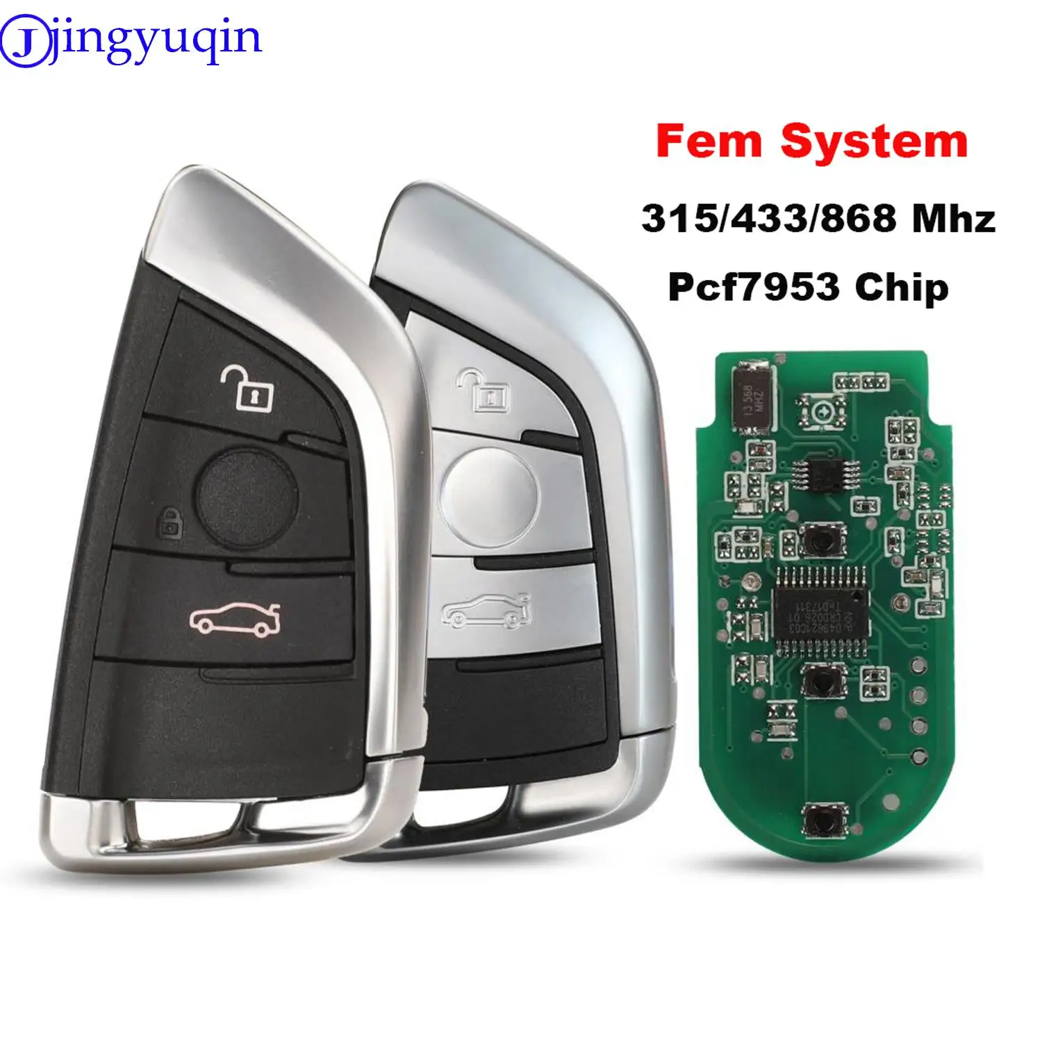 

jingyuqin Smart Remote Key Fob 315/ 433/868Mhz For BMW CAS4 CAS1 2 3 4 5 6 7 X5 X6 CAS4+ FEM 2011-2017 pcf7945 Chip