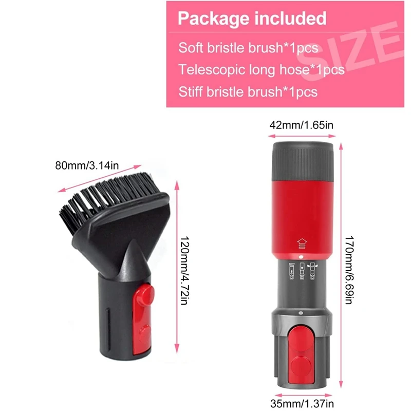 【Berserkk】أداة رأس وخرطوم فرشاة ناعمة بدون أثر لملحقات فرشاة إزالة الغبار للمكنسة الكهربائية Dyson V7 V8 V10 V11 V12 V15