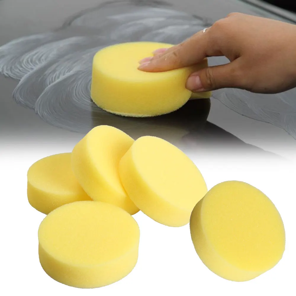 Esponja De Carro Polonês, Esponjas De Espuma De Cera, Almofadas Aplicadoras, Limpar, Limpador De Carro, Ferramentas De Cuidado, Vidro, Amarelo, Limpeza Automática, 12Pcs