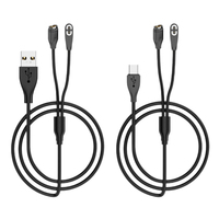 1M 2-in-1 USB-A/Type-C Charging Cable Compatible with Garmin Fenix & Shokz OpenRun/Aeropex/OpenComm Bone Conduction Headsets