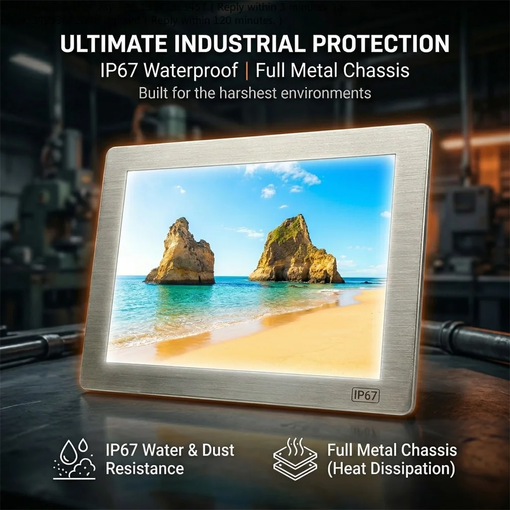 

15 Inch Panel Mount 5 Wires Resistive Touch Screen Stainless Steel IP67 Waterproof Industrial Panel Pc
