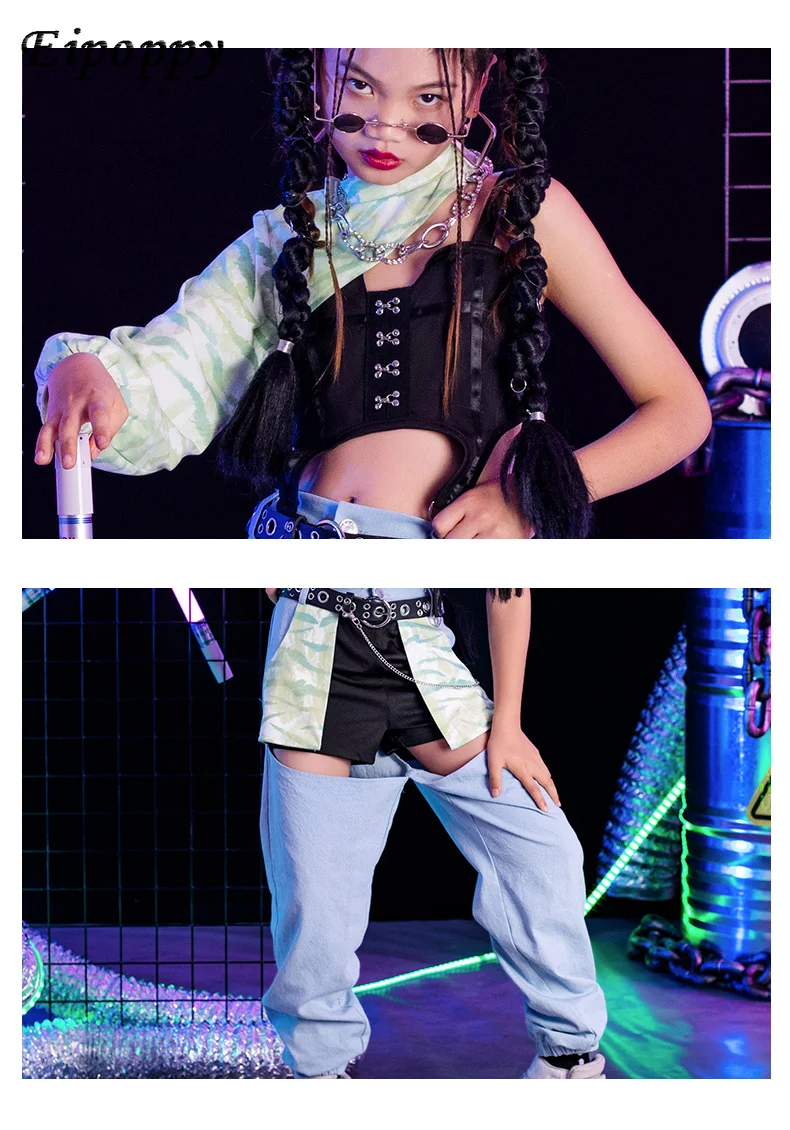 女の子のヒップホップウェアスーツ、子供の衣装、女の子のための服