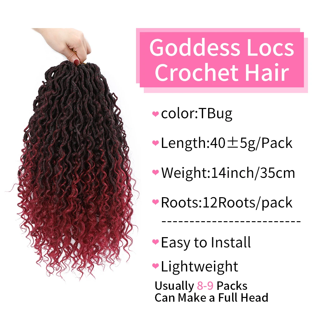 1/8 팩 곱슬 가발 크로셰 헤어 여신 스타일 크로셰 헤어, 히피 스타일, 보헤미안 스타일 합성 브레이드 헤어 익스텐션
